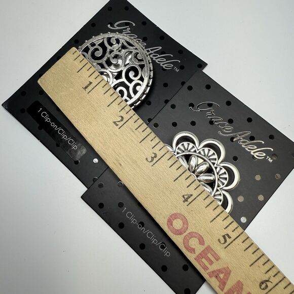 Grace Adele Interchangeable Bag Clip On Bundle Of 2 Silver Tone Medallion New - Picture 5 of 6